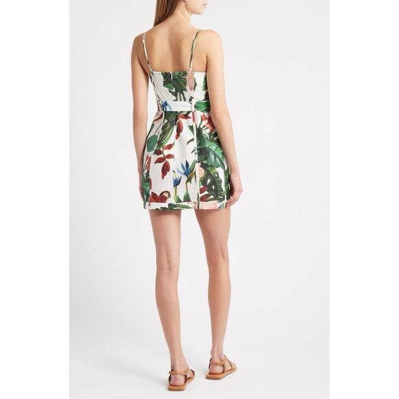 Farm Rio Women's Floral Midnight Macaw Fiesta Mini Dress Multicolor Large NWOT - Picture 2 of 14